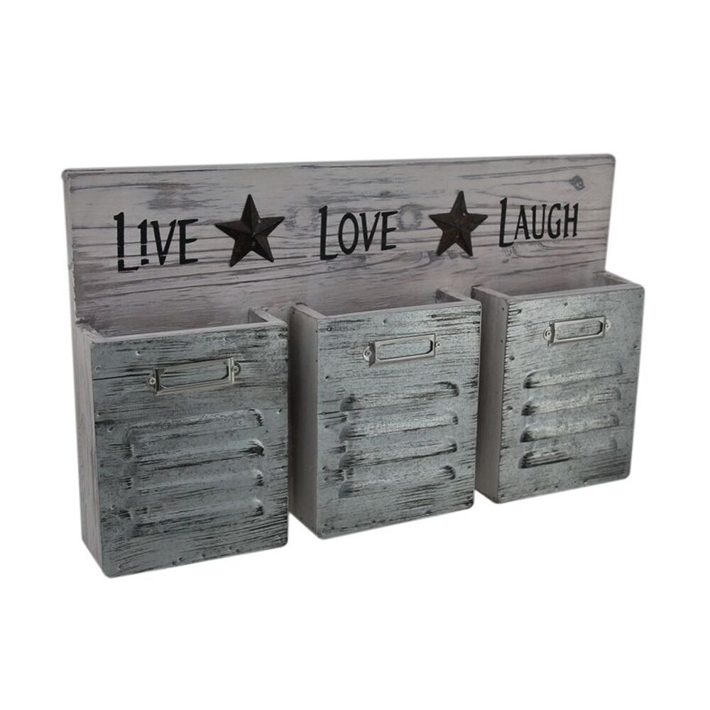 Shabby Finish Live Love Laugh 3 Pocket Wall Organizer